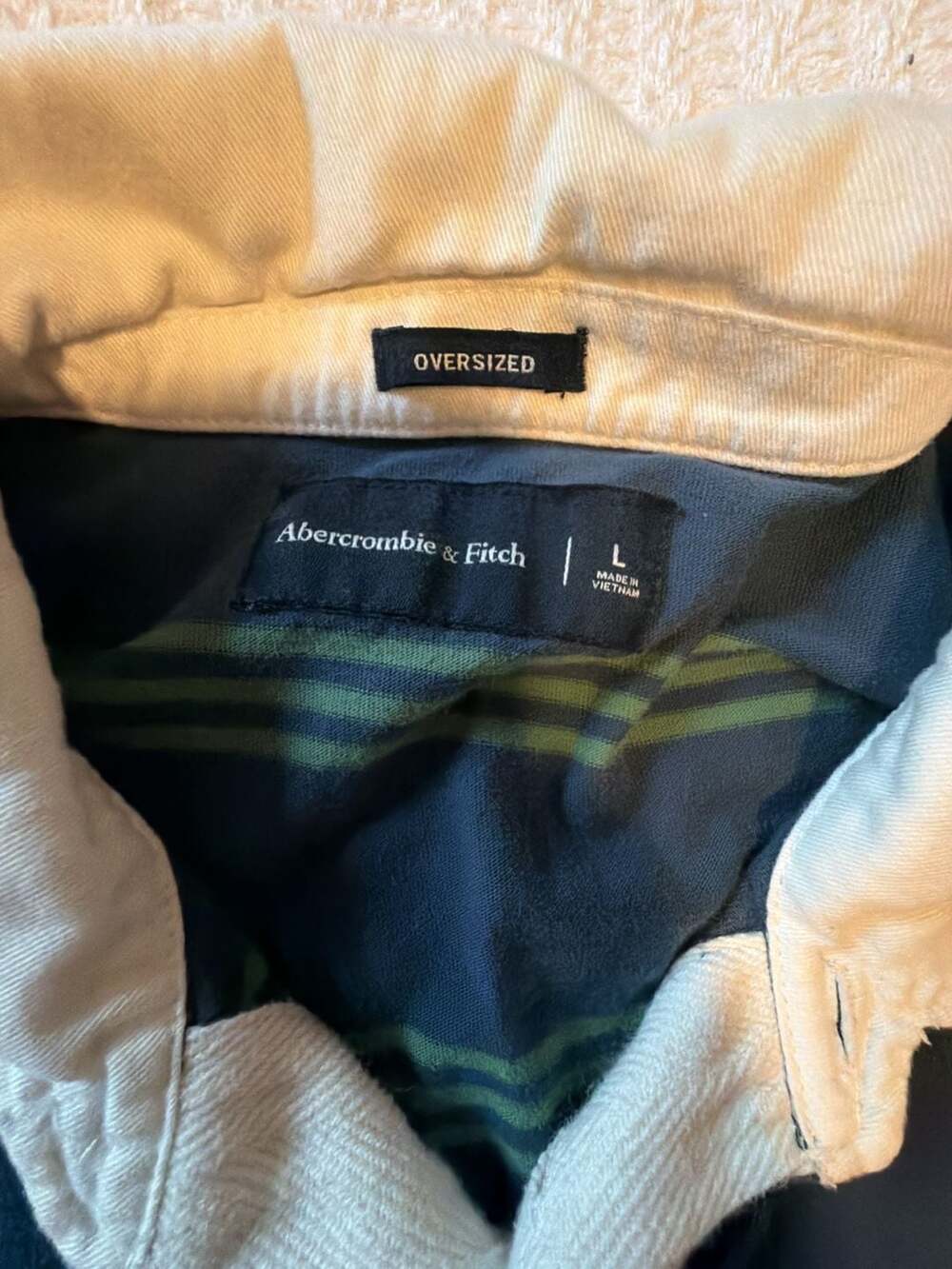 Abercrombie & Fitch Oversized Striped Long Sleeve Rugby Shirt Blue Green Size L